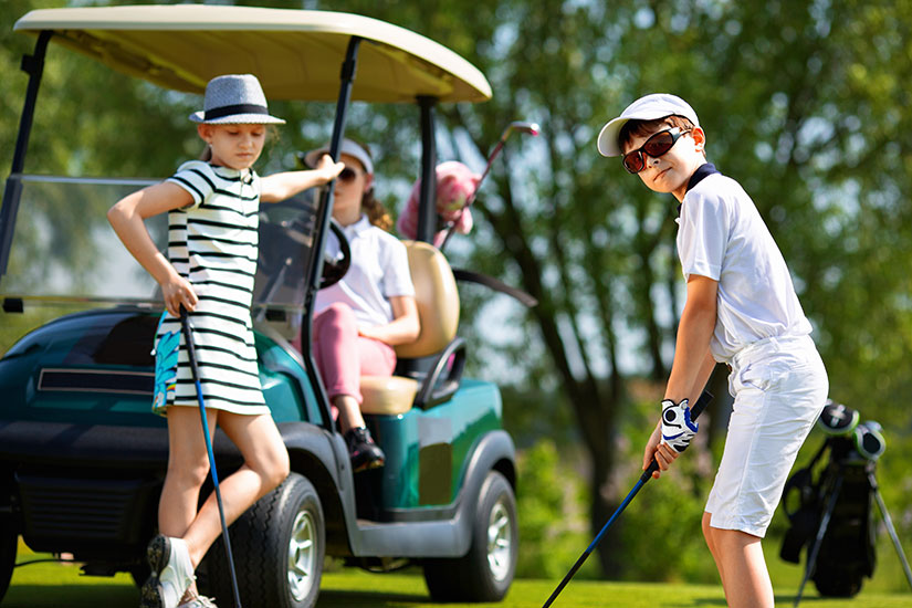 kids playing golf